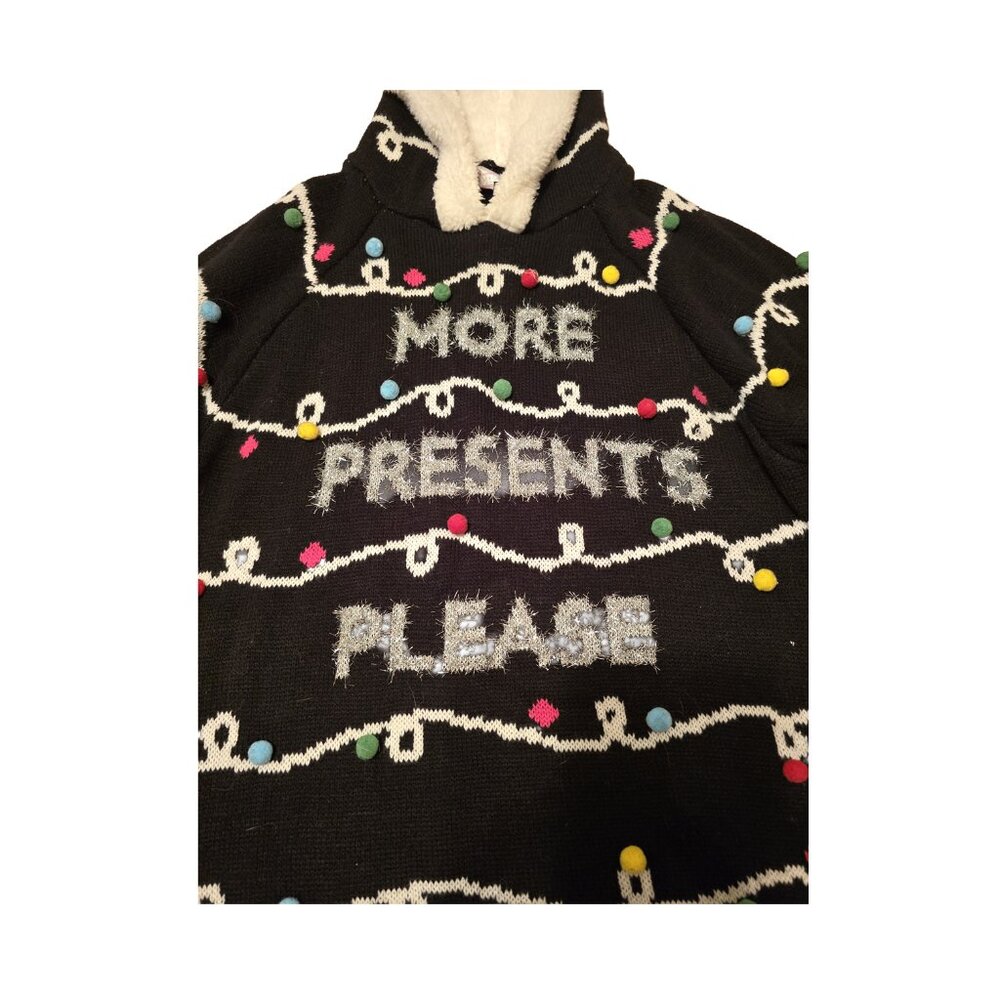 NWOT Women's Holiday Ugly Christmas Sweater Hoodie with Lights Star Size L 11-13 - Picture 2 of 7